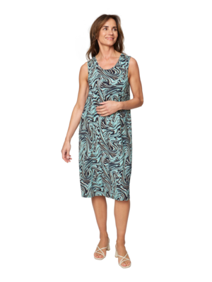 Signature vihreän sävyinen hihaton trikoo mekko