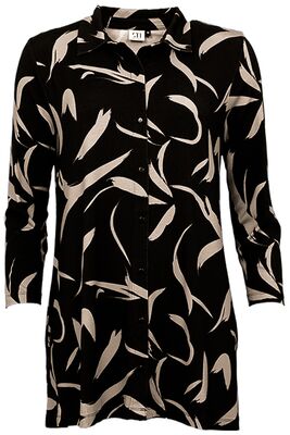 STI musta-beige A-linjainen trikoopusero