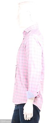 Venti vaaleanpunainen ruudullinen modern fit kauluspaita