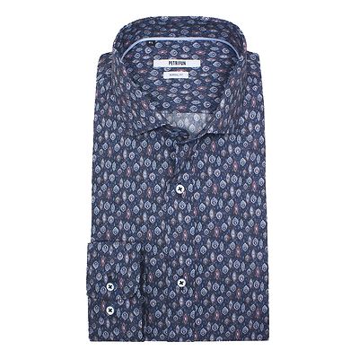 Petrifun sininen kuviollinen pitkähihainen paita slim fit mitoitus