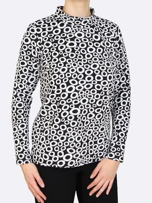 Lea H mustavalkoinen kuvioneulospusero