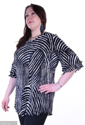 Shenina mustavalkoinen pliseerattu tunika