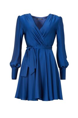 Swing sininen kellohelmainen satiini mekko