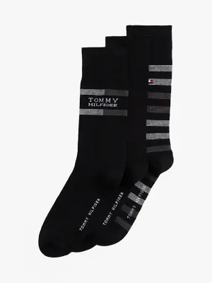 Tommy Hilfiger mustat sukat 3kpl/paketti