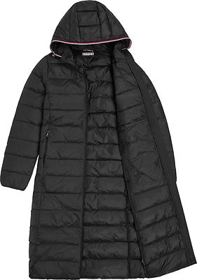 Tommy hilfiger musta pitkä väljästi istuva untuvatakki