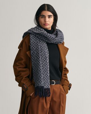 Gant sininen kuviollinen villahuivi