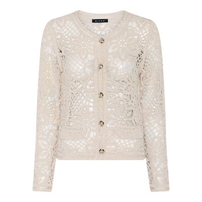 Micha vaalean hiekansävyinen pitsineuletakki