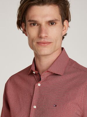 Tommy Hilfiger punakuviollinen slim fit kauluspaita