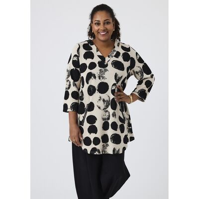 Pont Neuf beige a-linjainen tunika mustalla kuvioinnilla