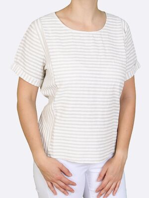 Hegler raidallinen väljälinjainen pellavasekoitepusero