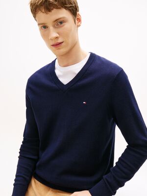 Tommy HIlfiger tummansininen puuvillaneule