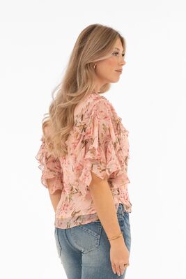 Capri Collection roosan sävyinen röyhelöpusero