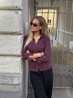 2-Biz viinipunainen kauluksellinen paitajakku