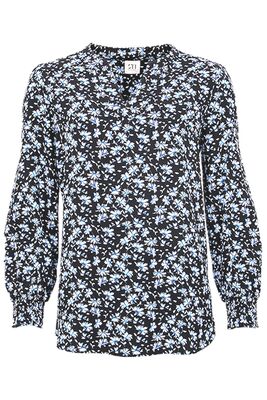 STI sinisävyinen kukallinen viskoosipusero