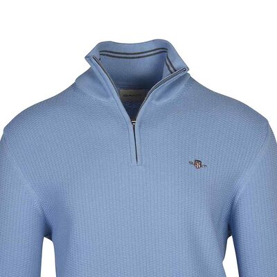 Gant vaaleansininen puuvillaneulepusero puolivetoketjulla