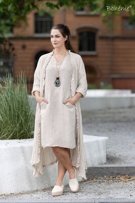 Boheme pellavan sävyinen pitkä jakku