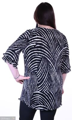 Shenina mustavalkoinen pliseerattu tunika