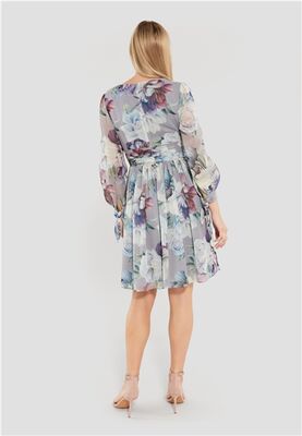 Swing kukkakuvioinen pitkähihainen juhlamekko