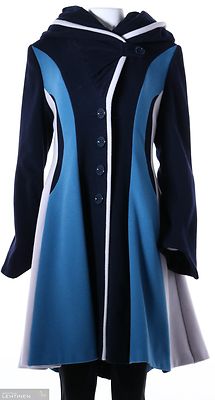 Eric Fendin polvimittainen villakangastakki suurella näyttävällä hupulla