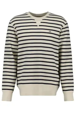 Gant luonnonvalkoinen raidallinen puuvillaneule