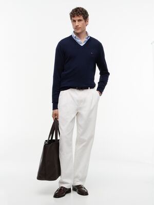 Tommy HIlfiger tummansininen puuvillaneule