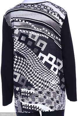 Curve musta valkoinen trikoo pusero väljällä mitoituksella