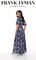 Frank Lyman sähkönsininen juhlamekko kullansävyisillä kuvioilla