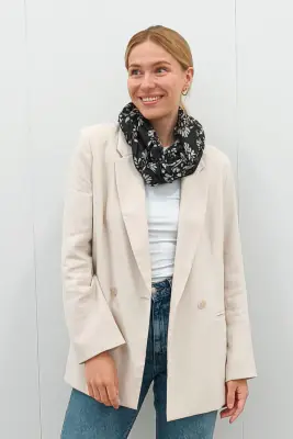 Lasessor musta-harmaa tuubihuivi 100% silkkiä