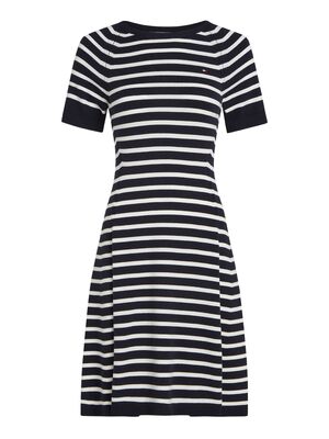 Tommy Hilfiger raidallinen lyhythihainen neulemekko