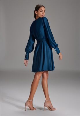 Swing sininen kellohelmainen satiini mekko