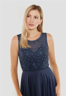 Swing tummansininen pitkä juhlapuku