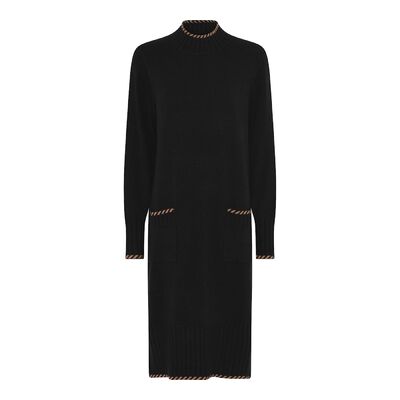 Micha musta neulemekko beigen sävyisillä yksityiskohdilla