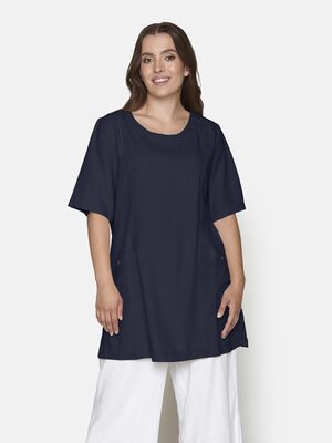 Signature a-linjainen tummansininen tunika lyhyellä hihalla