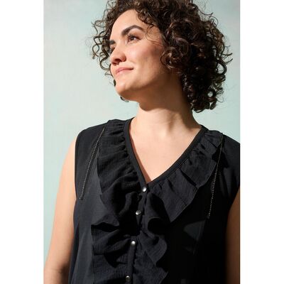 Pont Neuf musta a-linjainen liivi näyttävillä yksityiskohdilla