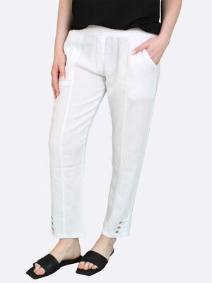 Lea H valkoiset pellavasekoitehousut