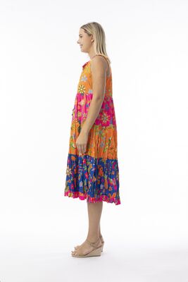 Orientique kirkassävyinen hihaton kesämekko