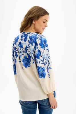 In Front sinikukkainen viskoosipusero