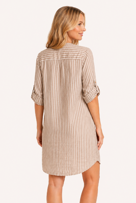 Lea H beige raidallinen paitamekko