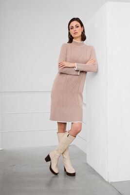 Micha beige neulemekko puolipoolo kauluksella