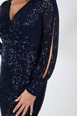 Frank Lyman pitkä tummansininen juhlamekko