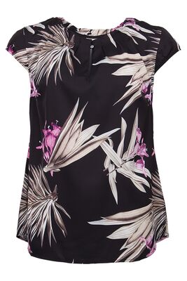 STI musta kukkakuvioinen satiinitoppi