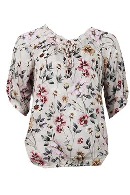 STI beige kukkakuosinen viskoosipusero