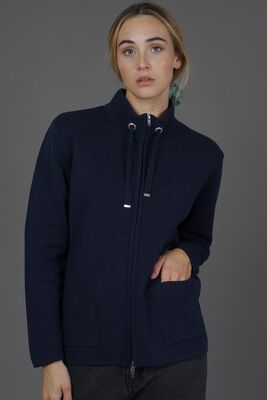 M.X.O tummansininen pystykauluksellinen neuletakki