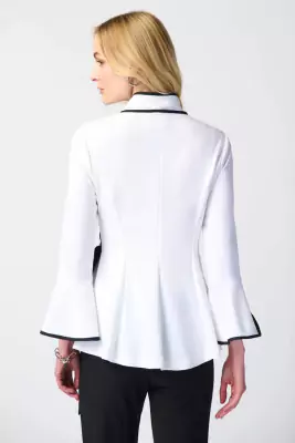 Joseph Ribkoff mustavalkoinen juhlapusero trumpettihihoilla