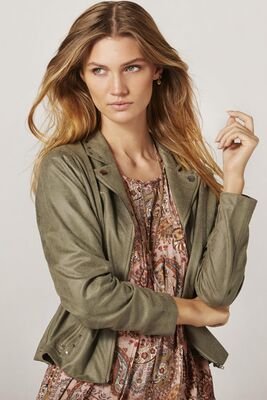 In Front vihreän sävyinen keinonahkajakku