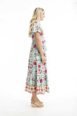 Orientique pitkä turkoosi kesämekko