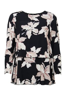 STI juhlavampi kerroksellinen tunika beigen ja mustan sävyissä