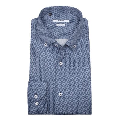 Petrifun sinikuvioinen kauluspaita erikoispitkillä hihoilla