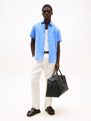 Tommy Hilfiger sininen lyhythihainen pellavapaita