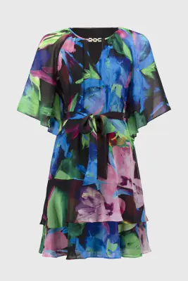 Joseph Ribkoff kuviollinen sifonkimekko vyöllä